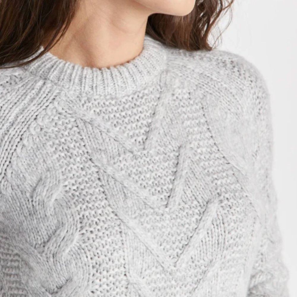 Marine Layer Dani Cable Crewneck XL Heather Grey